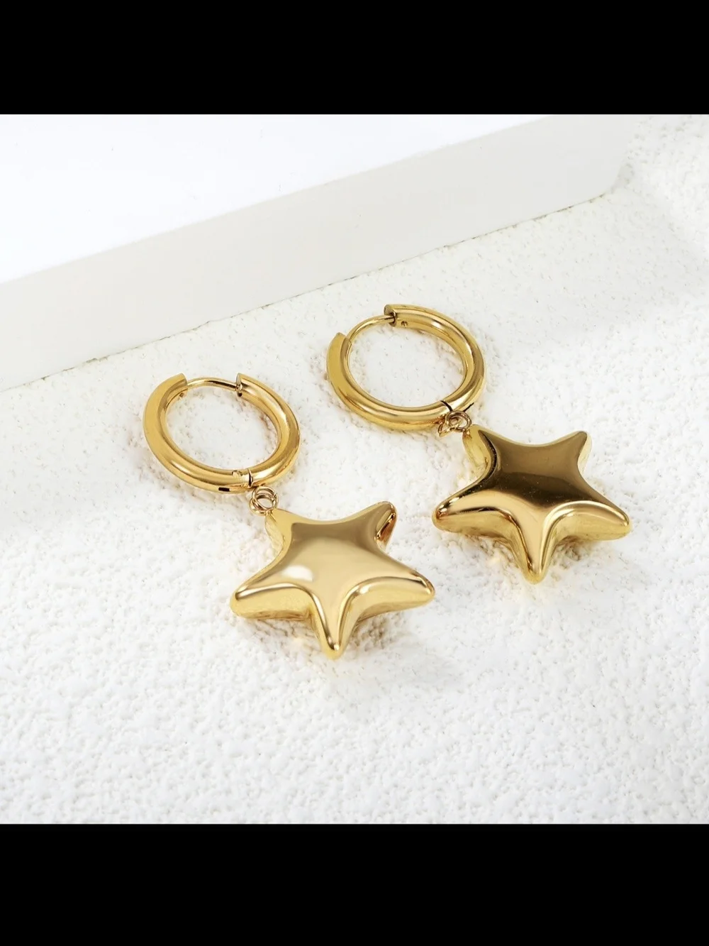 Gold Star Hoop Drop Earrings - Unbranded